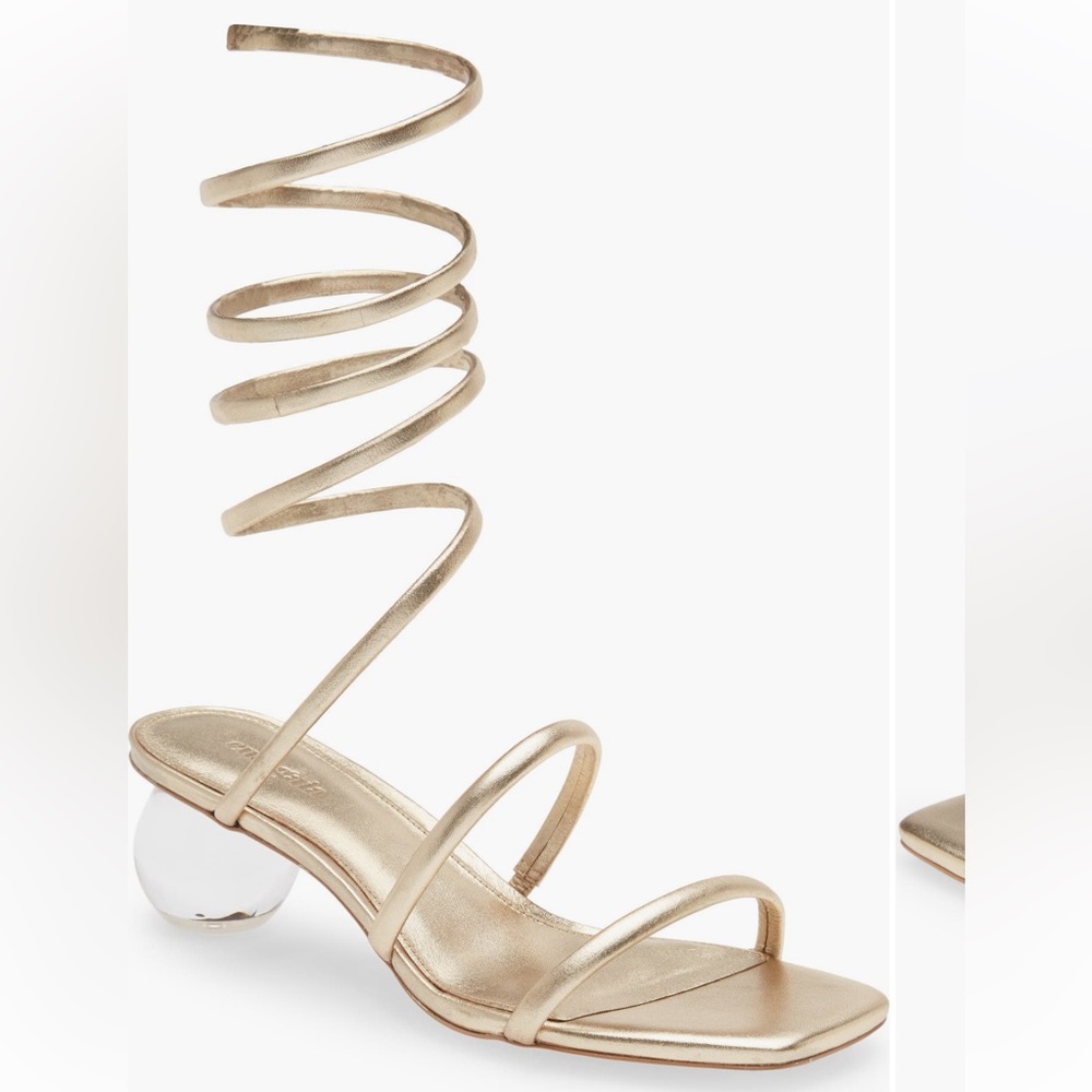 Cult Gaia freya gold ankle wrap sandal